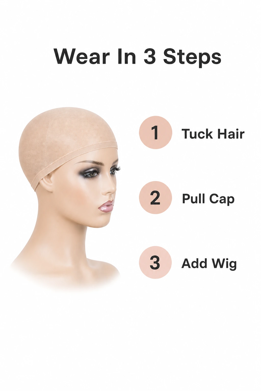 Three steps for wearing an HD wig cap under a wig