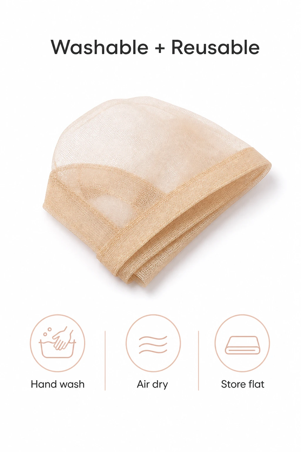 Washable reusable wig cap care steps