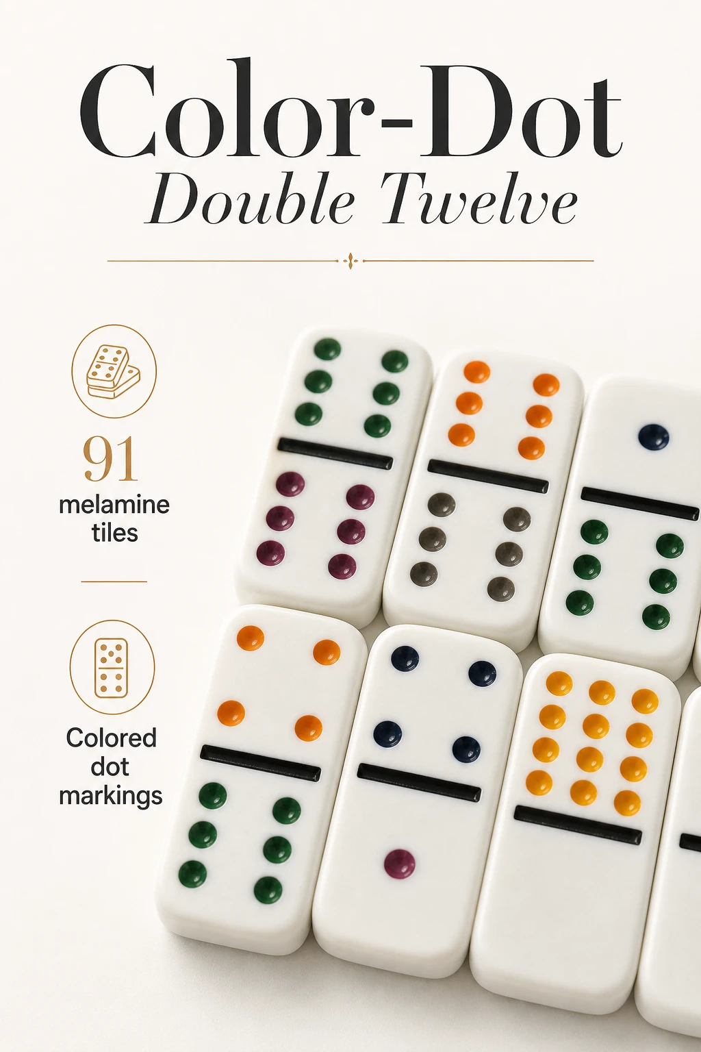 Detalle gráfico de la identificación doble doce y los puntos de colores de las fichas de melamina.