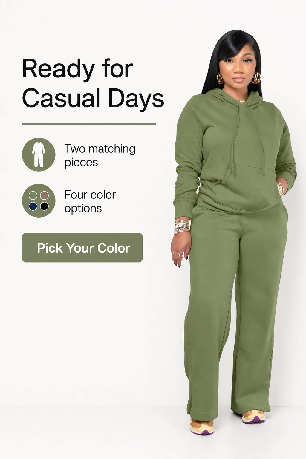 Conjunto verde a juego para looks informales diarios