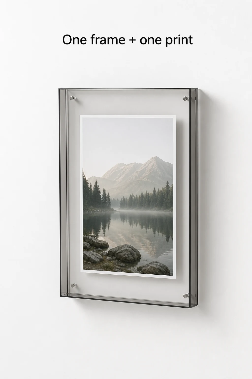 Gray-edged frame holding a mountain photo beneath the order-contents heading