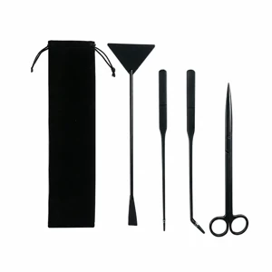 Kit JUSUO de 4 herramientas negras para aquascaping con bolsa
