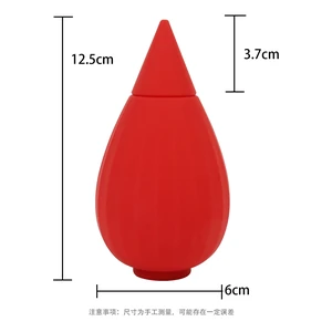 Roter Silikon-Blasebalg mit kurzer roter Düse und Maßangaben