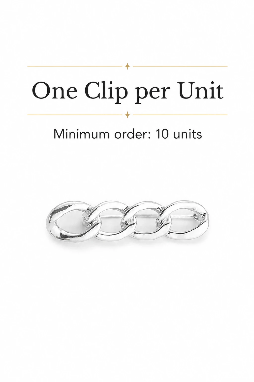 One complete four-link clip per unit and ten-unit minimum