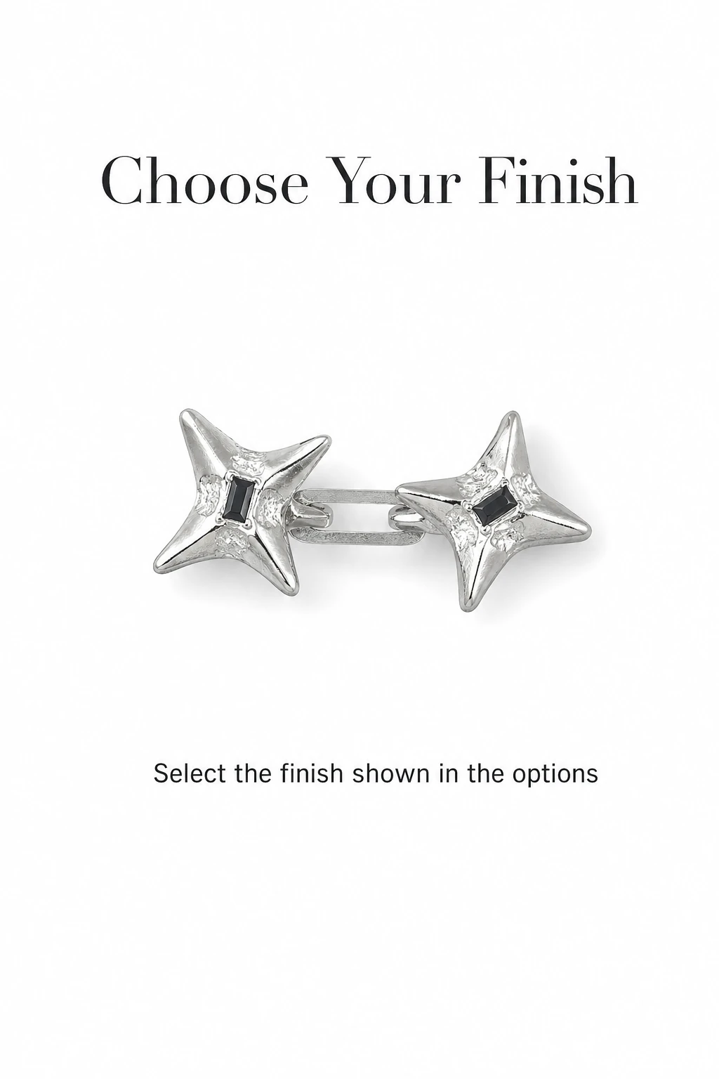 Finish selection explanation beside one silver star fastener