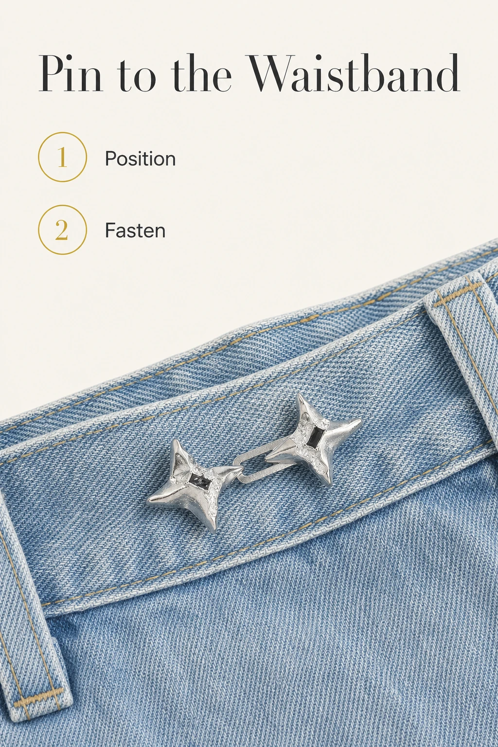 Placement of the linked stars at a jeans waistband