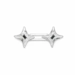 Top-down front view of both silver stars and their two connecting bars