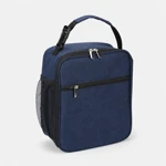 Bolsa azul marino con ribetes negros y bolsillo lateral de malla