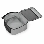 Bolsa gris abierta con forro vacío y panel interior de malla
