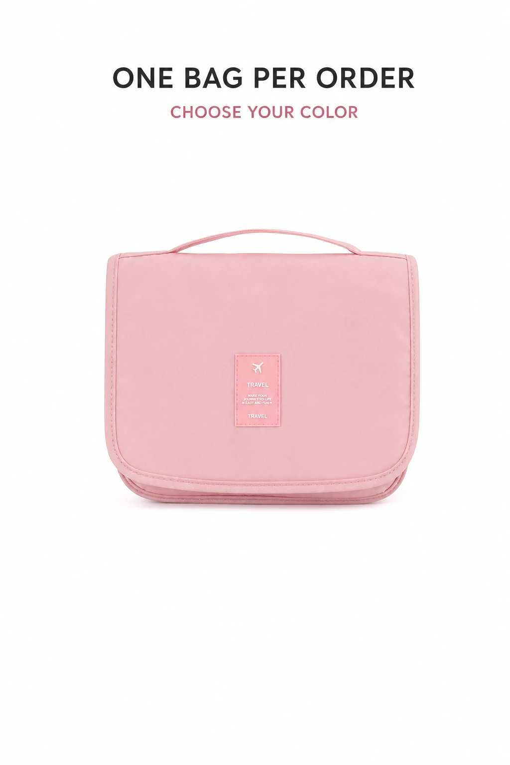 Single closed pink bag under the message one bag per order