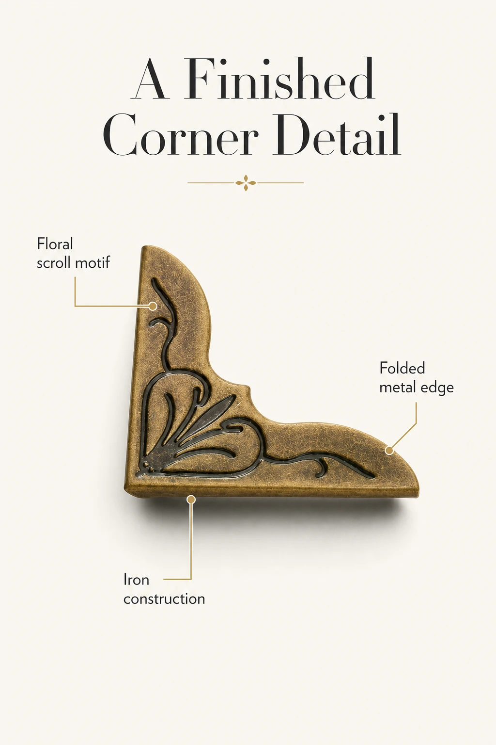 Iron, floral face and folded edge