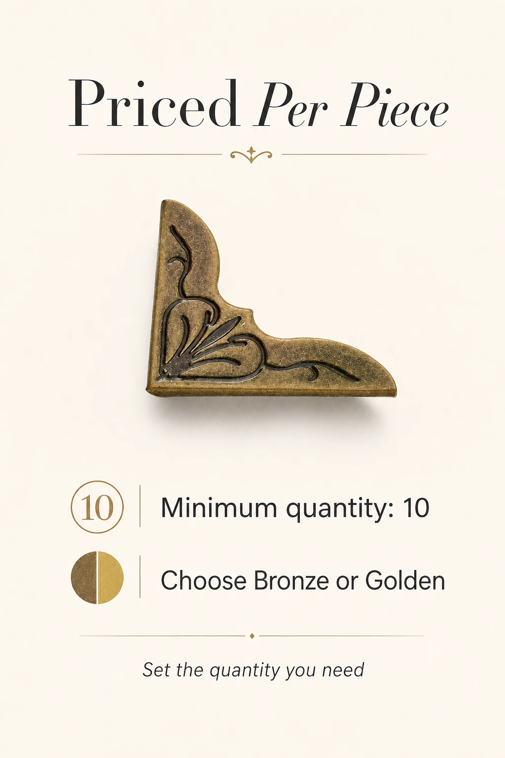 One piece per unit; minimum order 10