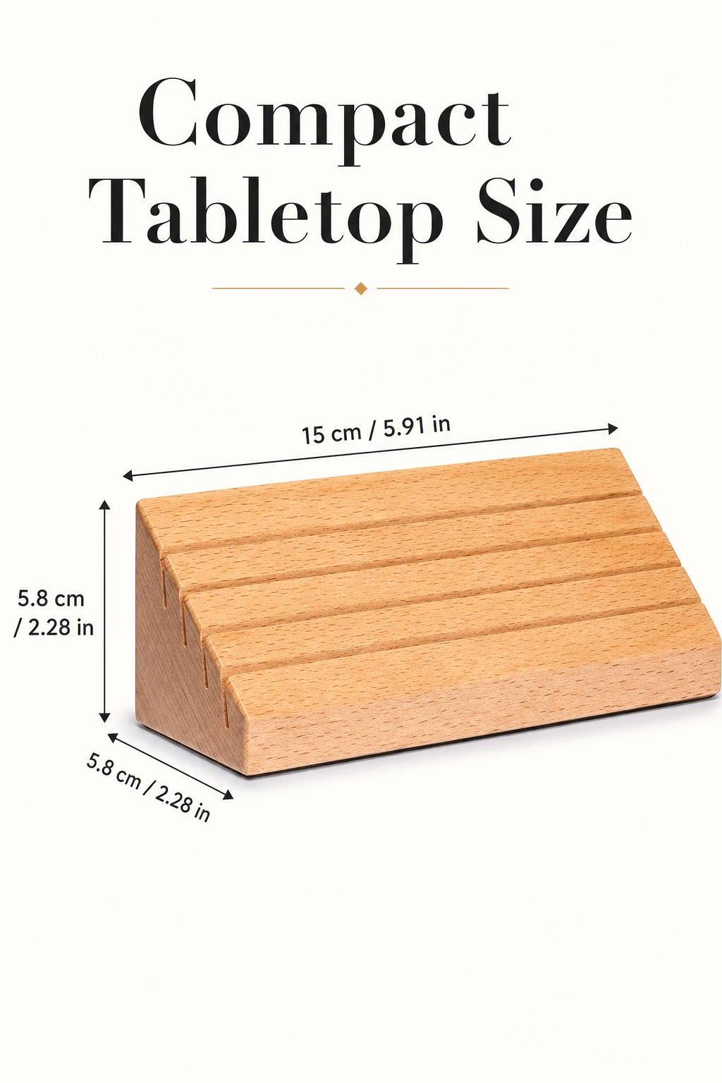 Gráfico de medidas del soporte: 15 × 5,8 × 5,8 cm.