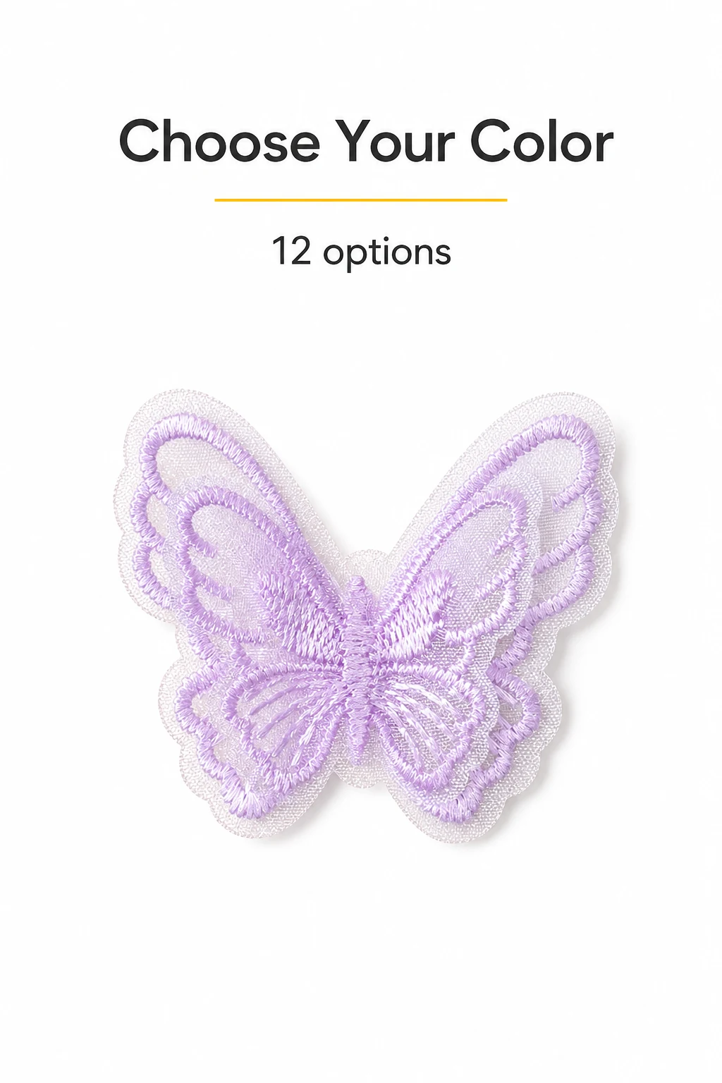 Purple butterfly alongside the “Choose Your Color” graphic with 12 color options.