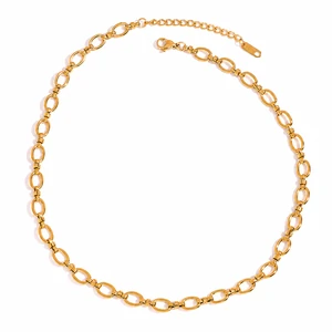 Edelstahl-Choker mit ovalen Gliedern – 40 + 5 cm