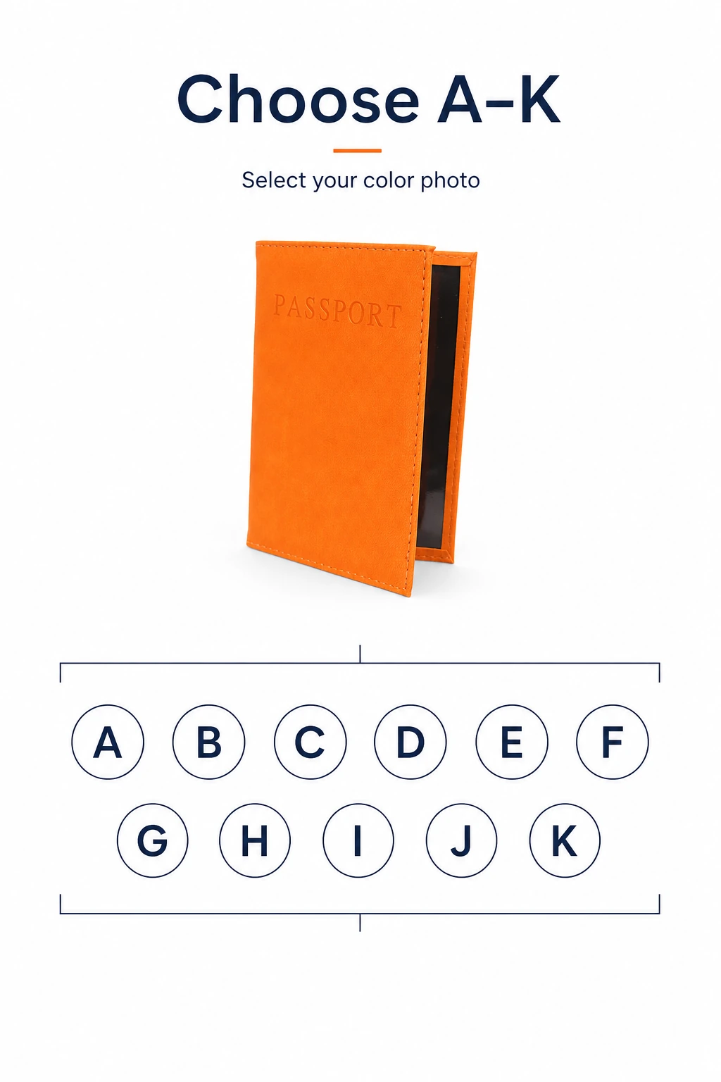 Orange cover above A–K color-choice letters