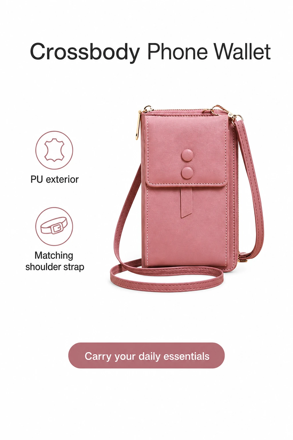 Mini borsa porta cellulare in PU con tracolla coordinata