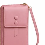 Dettaglio della patta frontale rosa con due bottoni rotondi rivestiti, bordi cuciti e linguetta decorativa stretta