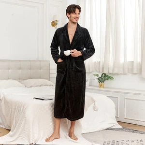 Albornoz polar de hombre con cinturón, cuello o capucha