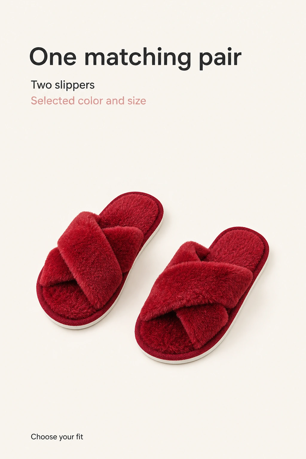 One matching pair of red open-toe slippers