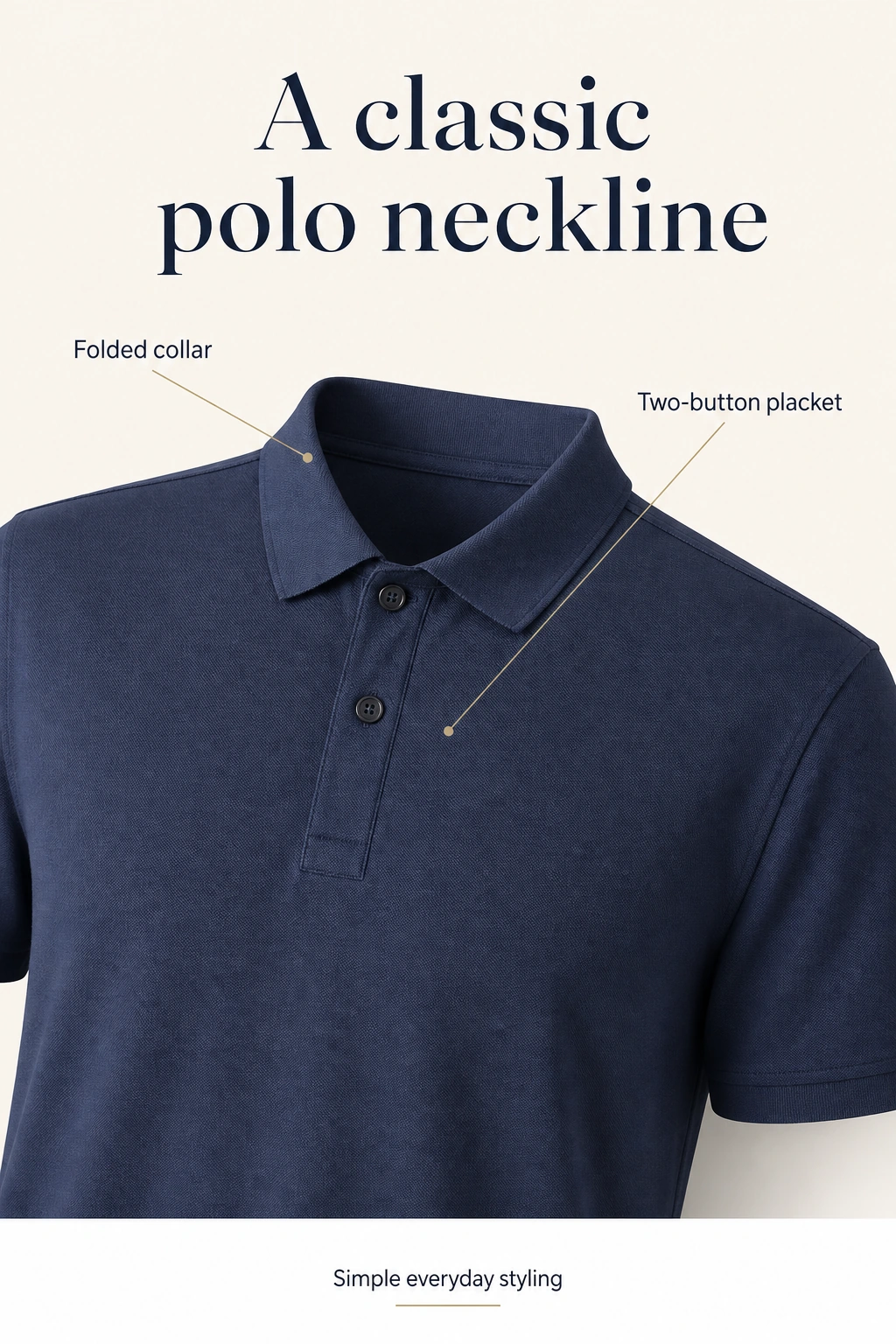 Marineblauer Polokragen mit zwei Knöpfen
