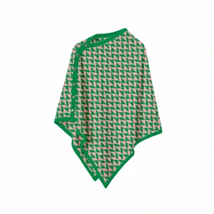 Damen-Poncho aus Acrylstrick mit Karomuster