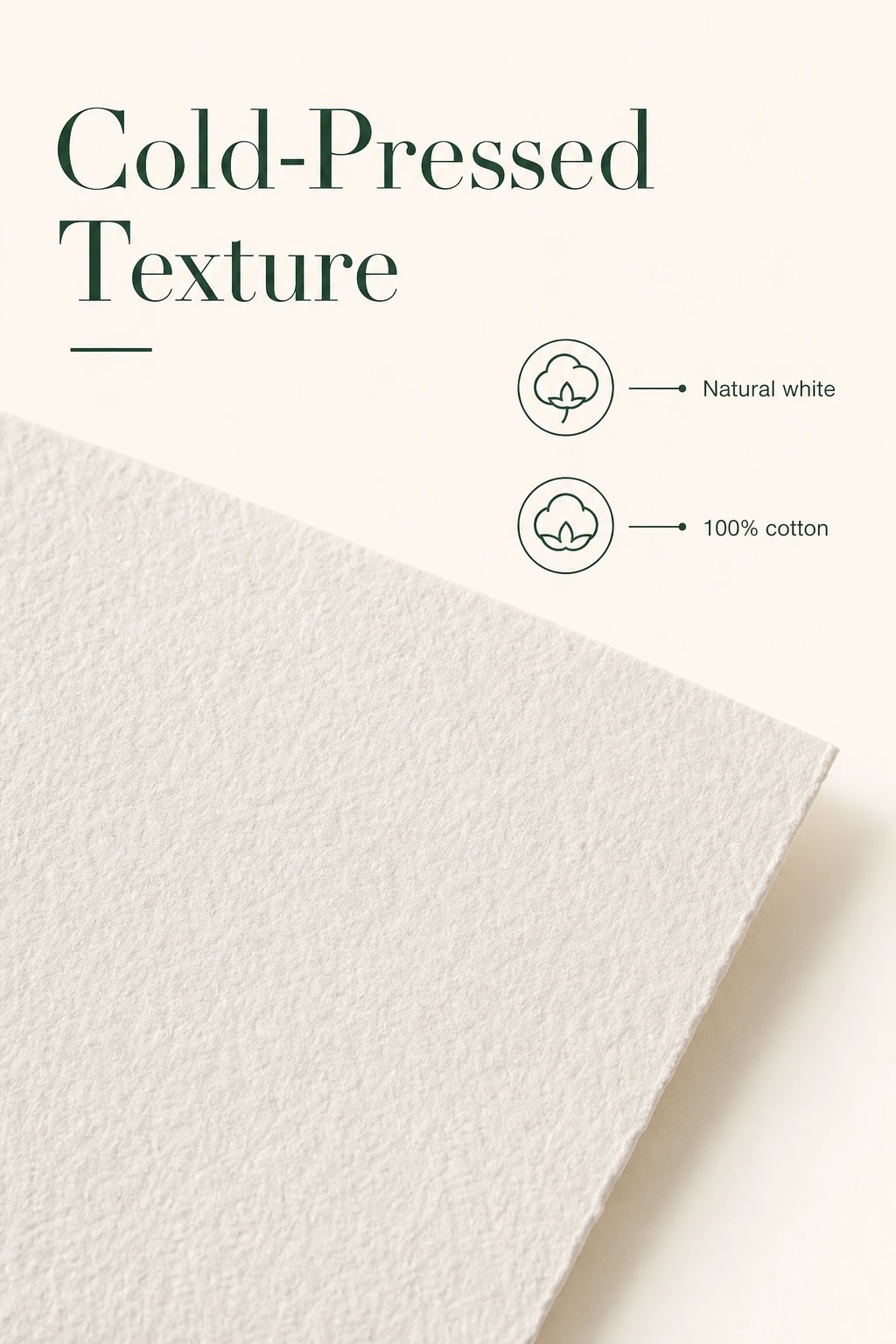 Textura blanca natural del papel de algodón prensado en frío