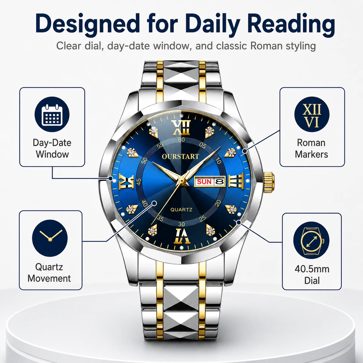 Men's Luminous Water-Resistant Quartz Watch with Stainless Steel Band daily use scene
