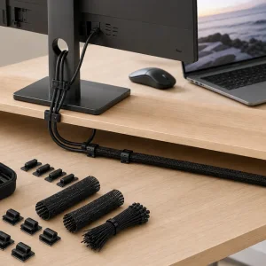 139-Piece Cable Management Kit for Computer Desks, Chargers and Electronics