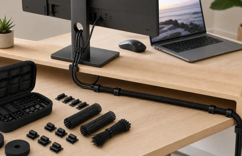 139-Piece Cable Management Kit for Computer Desks, Chargers and Electronics