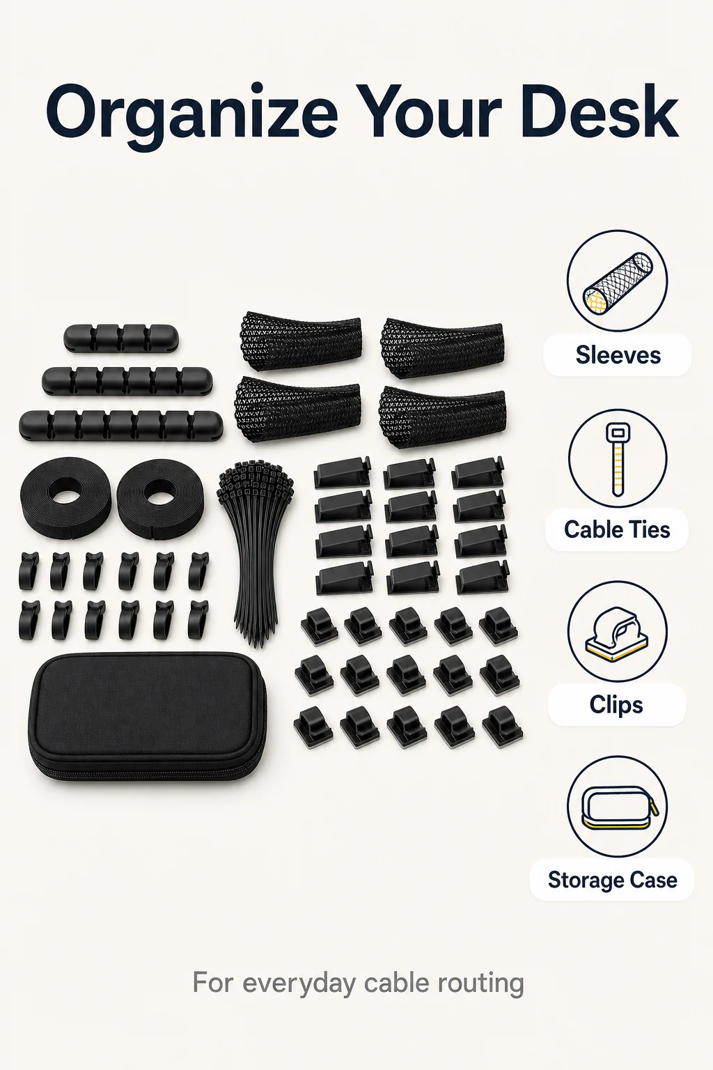 Organize Your Desk infographic for cable management organizer set