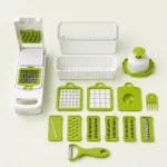 16-in-1 Manual Vegetable Chopper and Mandoline Slicer with Container