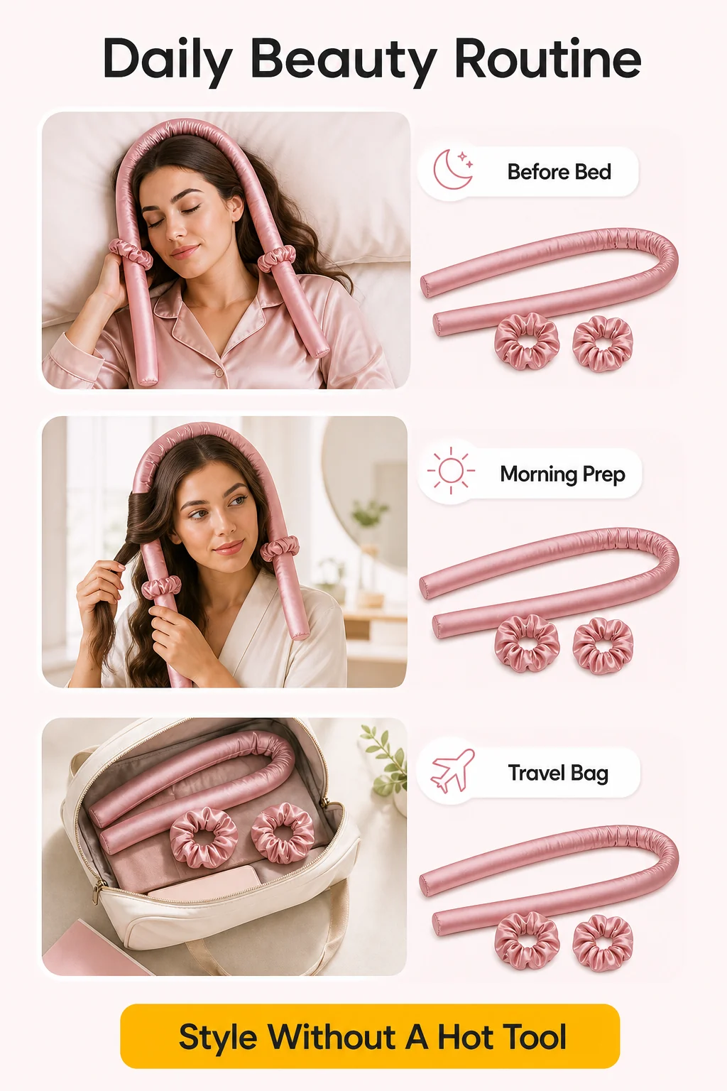 infográfico Daily Beauty Routine para cachos sem calor