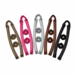 Cores da fita para caracóis: leopardo, rosa, cinzento, castanho e preto, com elásticos a condizer