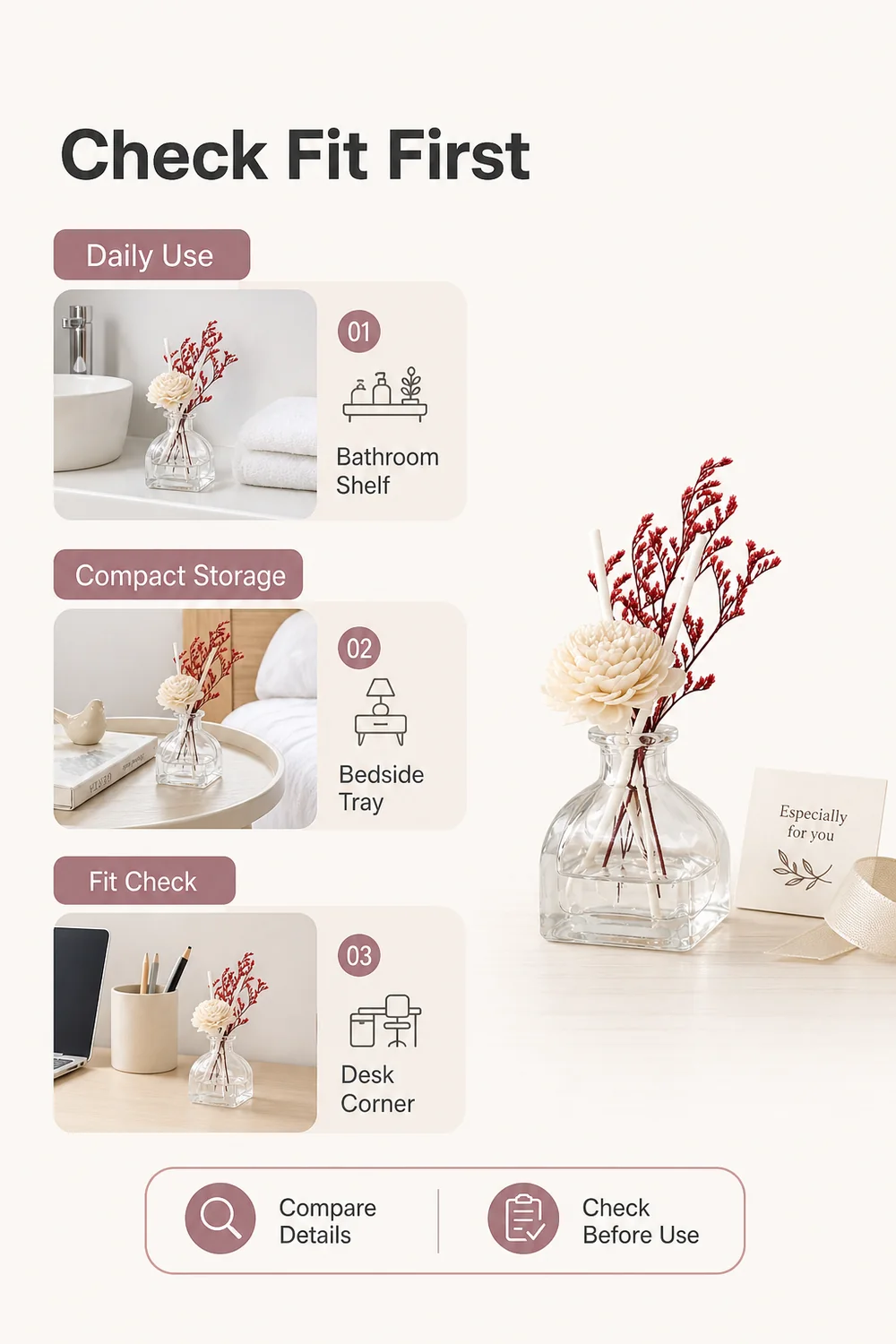 Detailbild eines geschenkfähigen Mini Duftstäbchen Sets für kleine Wohnbereiche