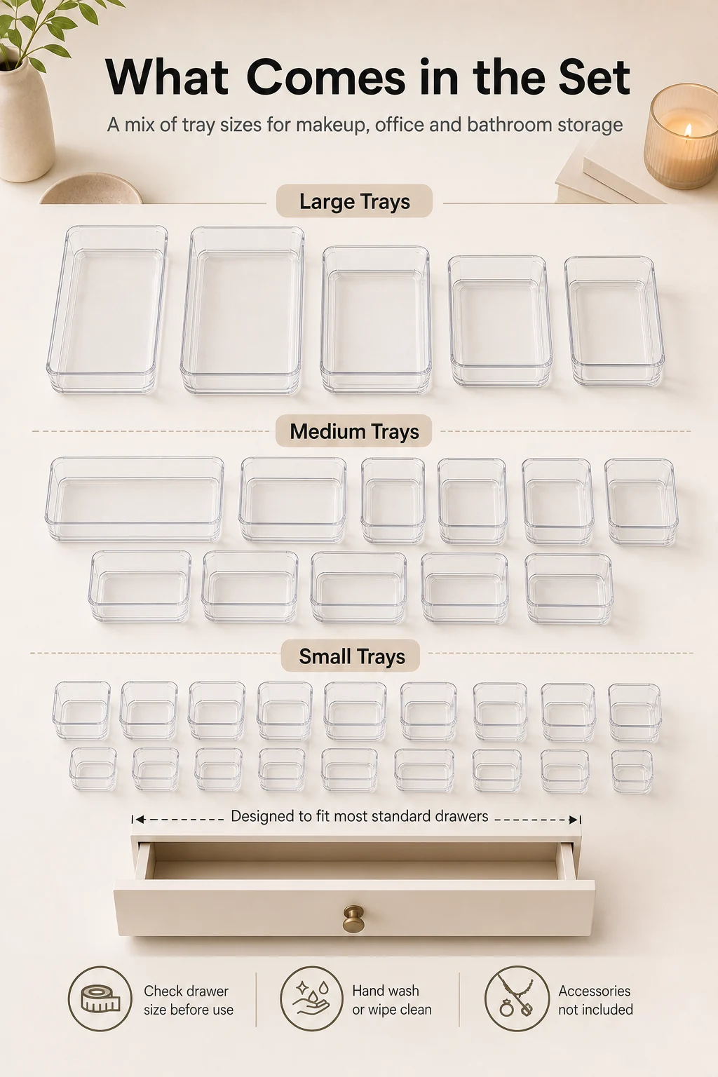 Set da 25 Organizer Trasparenti per Cassetti controllo acquisto