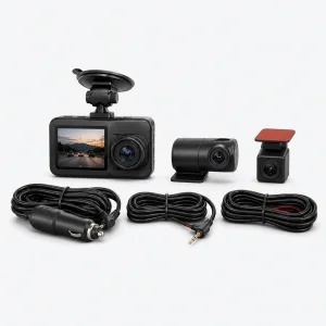 3-Channel Car Dash Camera Kit with Front Cabin and Rear Recording Setup