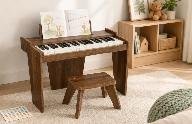 37-Key Wooden Digital Piano mit Hocker: Groesse, Setup und Uebung