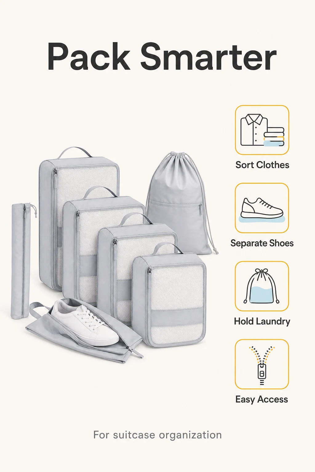 infografica Pack Smarter per set di cubi da viaggio da 6 pezzi