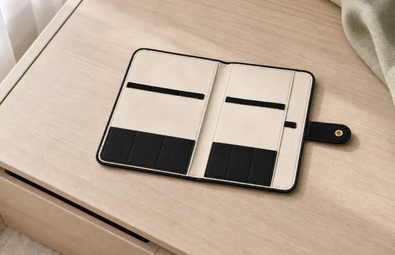 6-Slot Watch Strap Organizer: Folding PU Pouch for Spare Bands