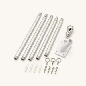 6ft Wall Mount Flag Pole Kit with Angled Bracket for Porch and Garden