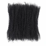 Ein loses Bündel dunkles Afro Kinky Haar in Farbe 1B vor weißem Hintergrund