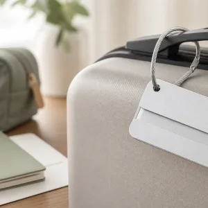 Etiquette de Bagage en Aluminium avec Cable Acier: Confidentialite et ID Valise