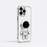 Coque iPhone antichoc avec support astronaute et bord chromé 6D