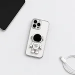 Coque iPhone antichoc avec support astronaute et bord chromé 6D