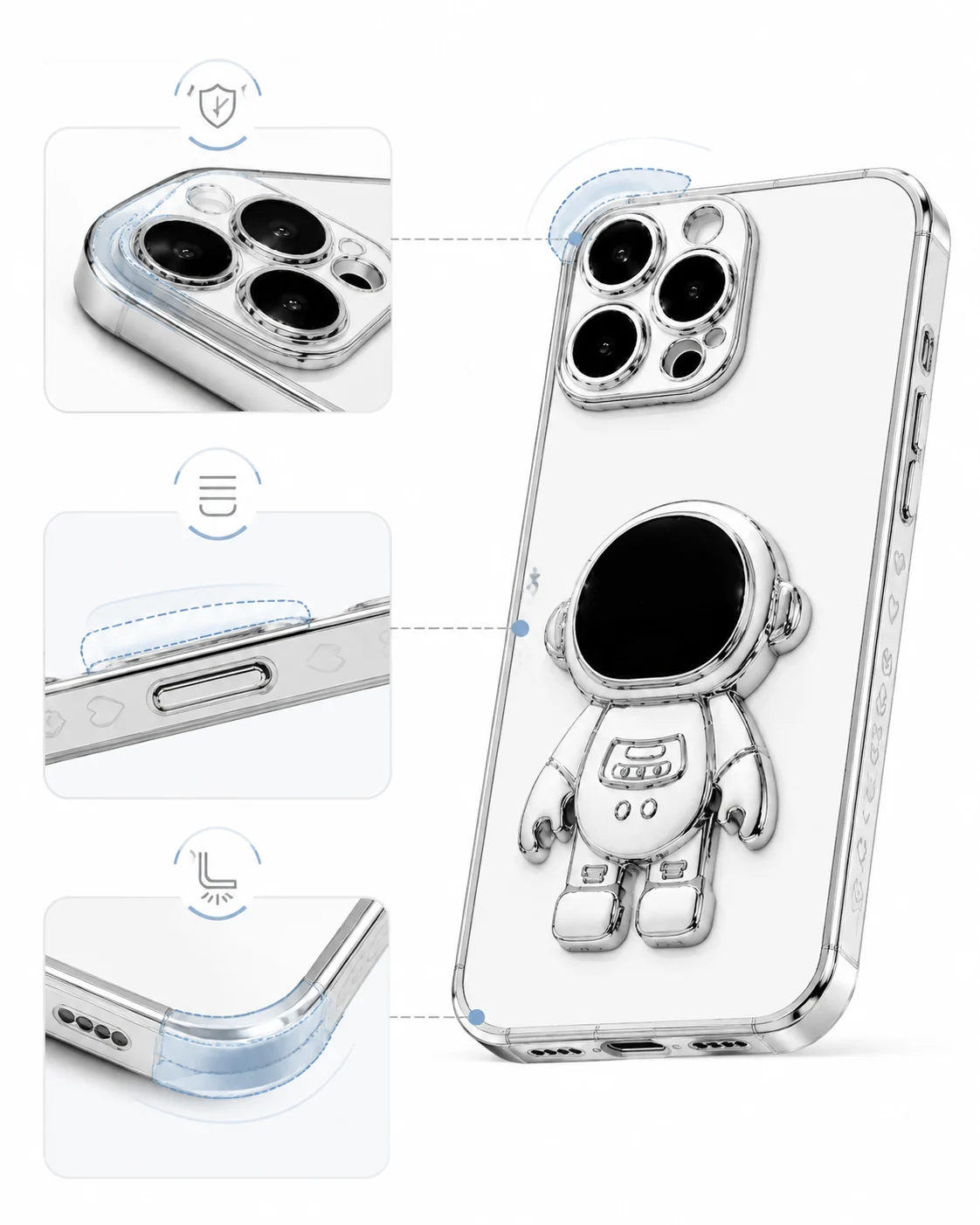 Stoßfeste iPhone-Hülle mit Astronauten-Ständer und 6D-Chromrand Alltagsszene