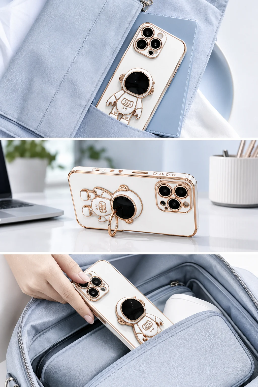 Stoßfeste iPhone-Hülle mit Astronauten-Ständer und 6D-Chromrand Kaufprüfung