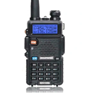 Original black UV-5R radio image with blue screen and attached antenna