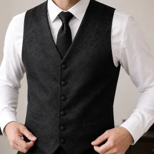 Cómo elegir un conjunto de chaleco jacquard floral negro: talla, accesorios y estilo formal