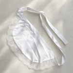 Blue style example: Separate white lace-edged apron with two ties